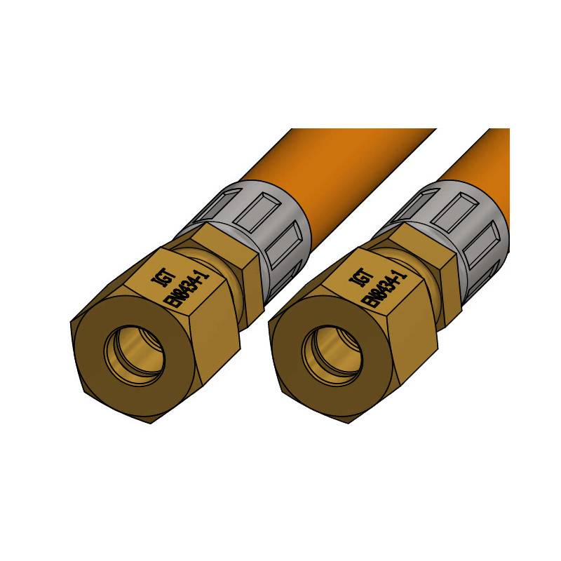 Gasslange 0,6m, til 8mm rør begge ender