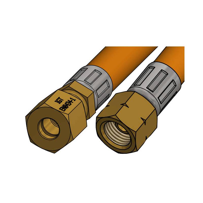 Gasslange 0,6m, 1/4" og 8mm rørtilslutning