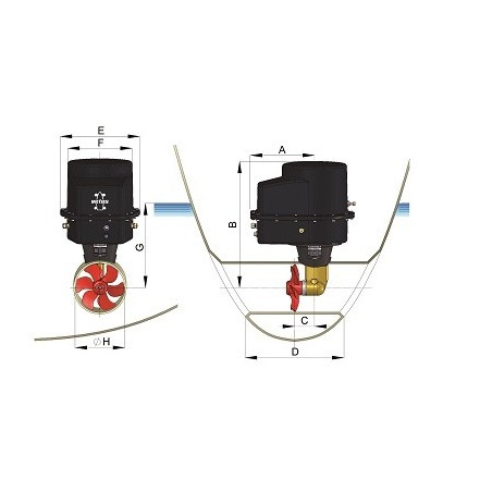 Bogpropeller 25kgf 12V tunnel 110mm IP