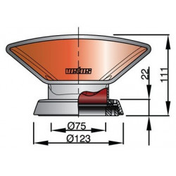 VETUS ventilationshuv DONALD, 75 mm, SS 316, röd insida