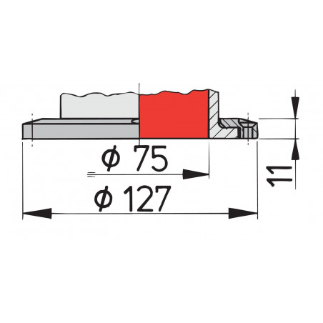 VETUS ventilationshuv DONALD S, 75 mm, vit PVC, röd insida