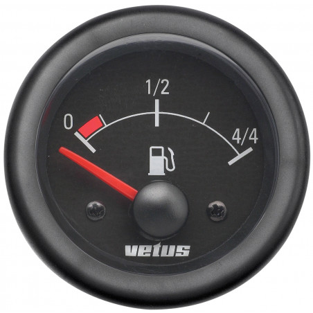 VETUS fuel level indicator, black, 24 Volt, cut-out size 52mm