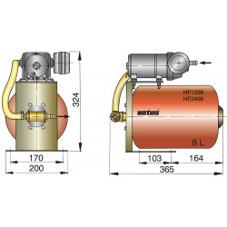 VETUS pressurized water system, 12 Volt, with 8 litre tank