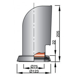 VETUS ventilationshuv JERRY, 75 mm, SS 316, röd inredning