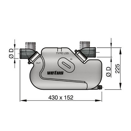 VETUS waterlock for long exhaust systems, type LSS, 40 mm