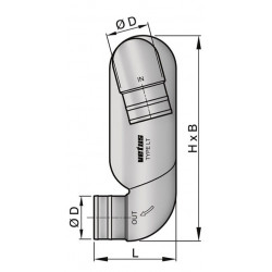 VETUS svanhals typ LT, inlopp/utlopp 102 mm