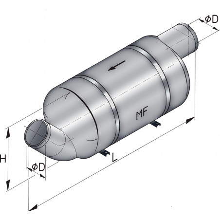 VETUS ljuddämpare typ MF, 90 mm, för högpresterande båtar