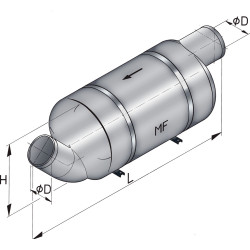 VETUS ljuddämpare typ MF, 150 mm, för högpresterande båtar