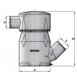 VETUS waterlock type MGL, inlet 6 inch/127 mm, outlet 8 inch/203 mm