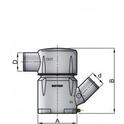 VETUS vattenlås typ MGP, inlopp 102 mm-45 grader, utlopp 102 mm