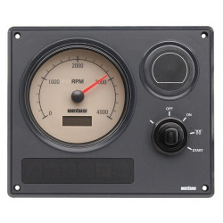 VETUS motorpanel typ MP21, 12 Volt, med krämfärgade instrument.