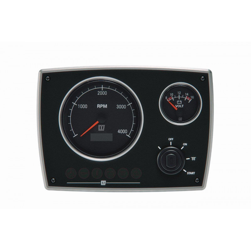 Snygg motorpanel i aluminium, 12 volt (0-5000 varv/min)