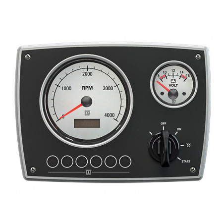 tylish aluminium engine panel, with white gauges 12 Volt (0-4000RPM).