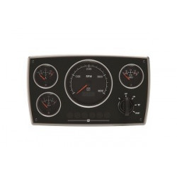 Snygg motorpanel i aluminium med svarta mätare, 12Volt, (0-4000rpm)