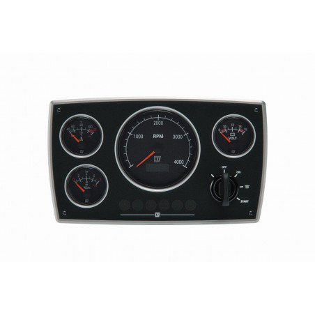 Snygg motorpanel i aluminium med "Black"-mätare, 12 volt, (0-5000 rpm).