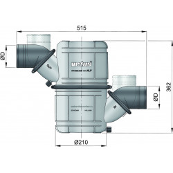 Dual stage waterlock with 51 mm hose connections, 10 litres