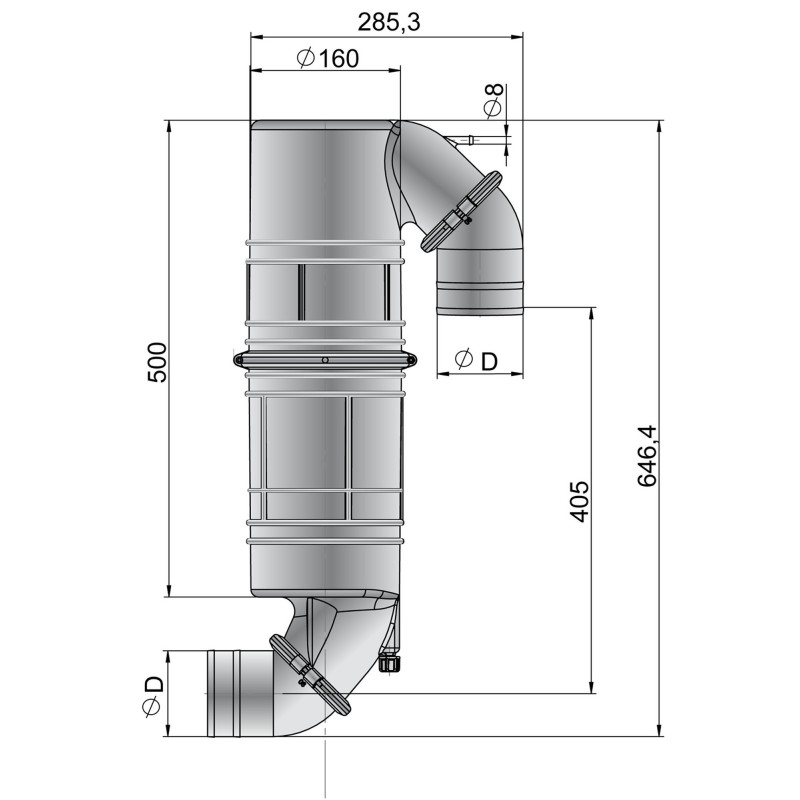 VETUS muffler / gooseneck type NLPG, 60 mm hose connections