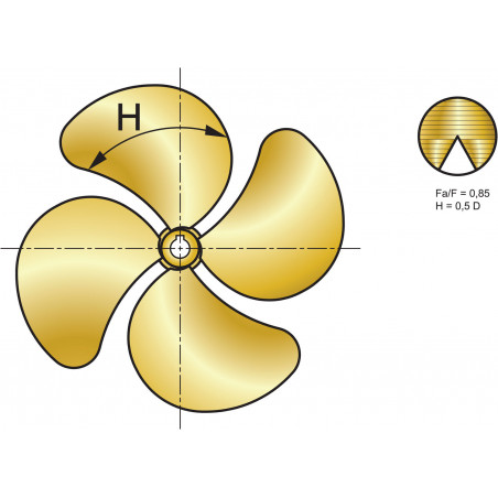 VETUS 4-bladig propeller P4G, 19" x 22", högerhänt