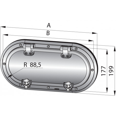 VETUS porthole, S/S (AISI 316), AI, cut-outsize 322mm, incl. mosquito screen