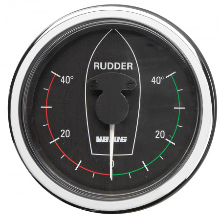 VETUS rudder position indicator, black, 12/24 V, cut-out size 107mm