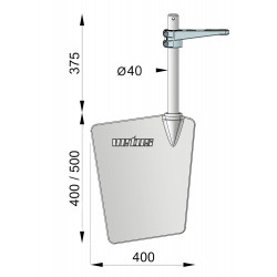 VETUS stainless steel rudder, length 400 mm, including rudder arm