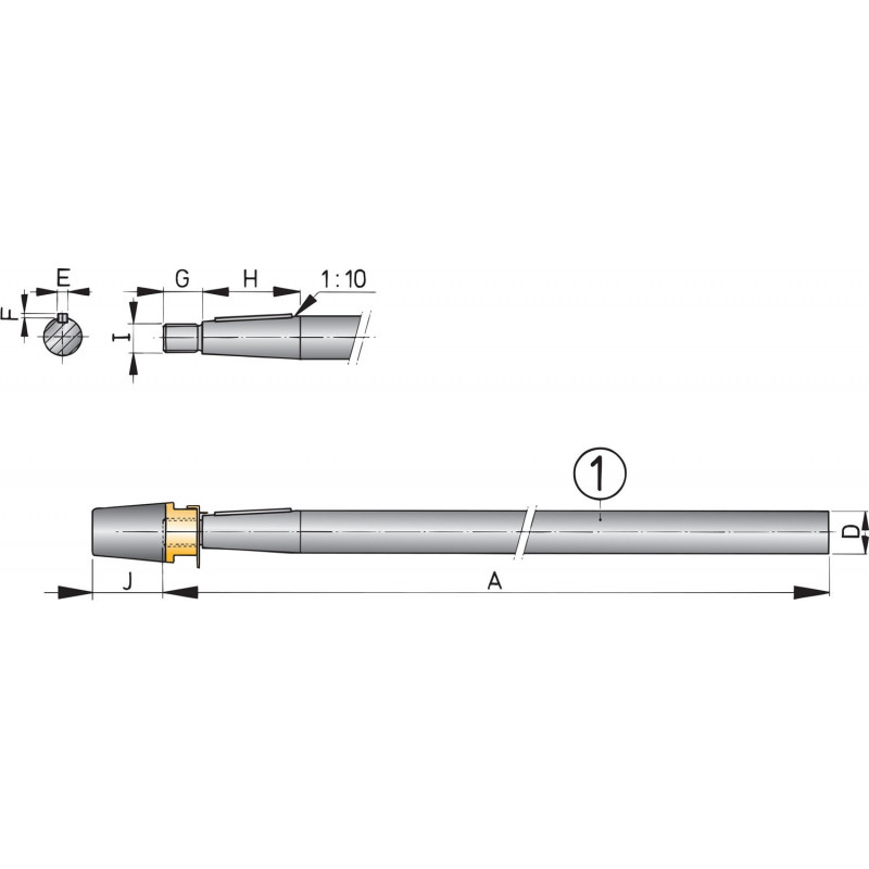 Stainless steel shaft 25 mm, length 1000 mm