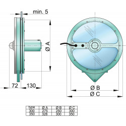 VETUS clear view screen, 300 mm, 12 V