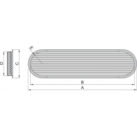 VETUS louvred air suction vent SSV 70, AISI 316/aluminium