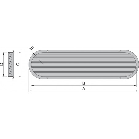 VETUS louvred air suction vent, type SSVL 70, AISI 316