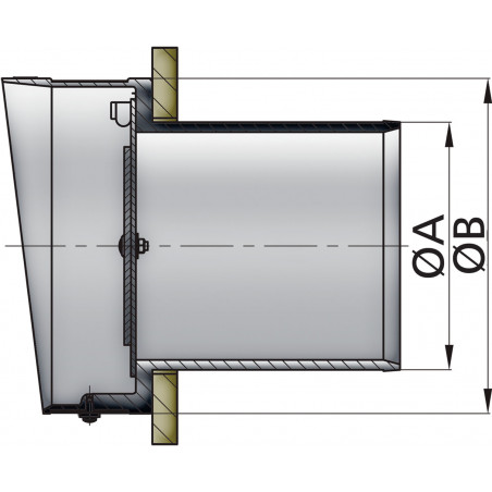 VETUS plastic transom exhaust connection with check valve, 90 mm