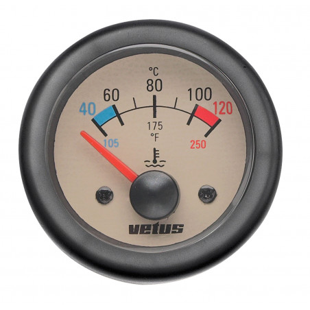 VETUS water temperature gauge, cream, 12 Volt, cut-out size 52mm