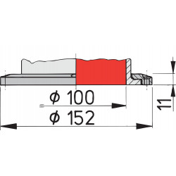 VETUS ventilationshuv TOM S, 100 mm, vit PVC, röd insida