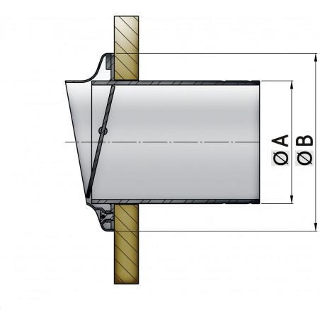 VETUS stainless steel transom exhaust connection, check valve, 102 mm