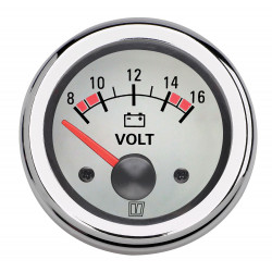 VETUS voltmeter, vit, 12 V (8-16 V), uttagsstorlek 52mm