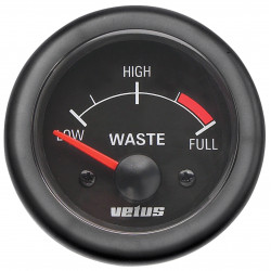 VETUS waste water level indicator, black, 12 Volt, cut-out size 52mm