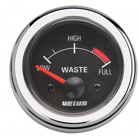 VETUS waste water level indicator, black, 12 Volt, cut-out size 52mm