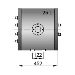 Twin coil calorifier, 25 liter.