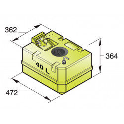 VETUS dricksvattentank i plast 40 l. inkl. anslutningar & insp. Lock