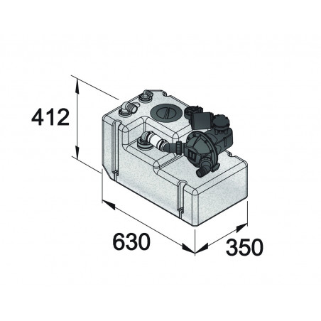 VETUS spillvattentanksystem 42 liter, inkl. 12 Volt pump och sensor