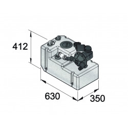 VETUS spillvattentanksystem 42 liter, inkl. 24 Volt pump och sensor