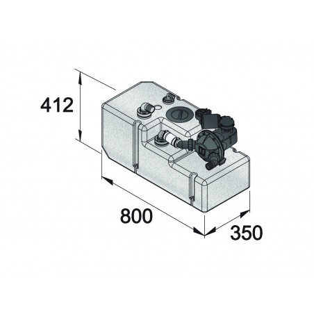 VETUS spillvattentanksystem 61 liter, inkl. 12 Volt pump och sensor