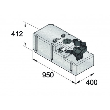 VETUS spillvattentanksystem 88 liter, inkl. 12 Volt pump & sensor