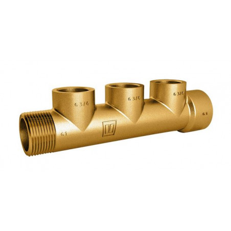 Manifold bronze med 1 x 3/4" og 3 x 1/2" gevind - 1