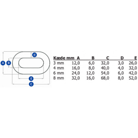 Kæde rustfri AISI 316 med lange led - 3