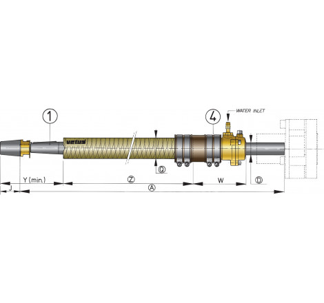 Polyester stern tube Length: 500 mm.  (including cutless bearing Ø 30 mm). - 1