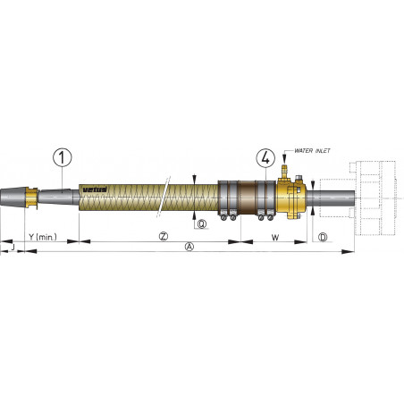 Polyester stern tube Length: 1000  (including cutless bearing Ø 30 mm). - 1