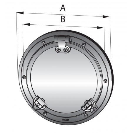 VETUS porthole, S/S AISI 316, category A III, cut-outsize 238 mm, incl. mosquito screen