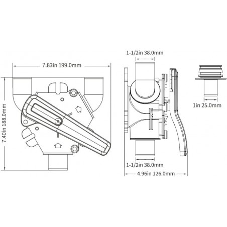 Y-ventil för avloppsvatten Ø38/25 mm