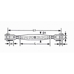 Vantskrue AISI 316 gaffel/gaffel - 1