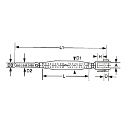 Vantskrue AISI 316 terminal/gaffel - 1